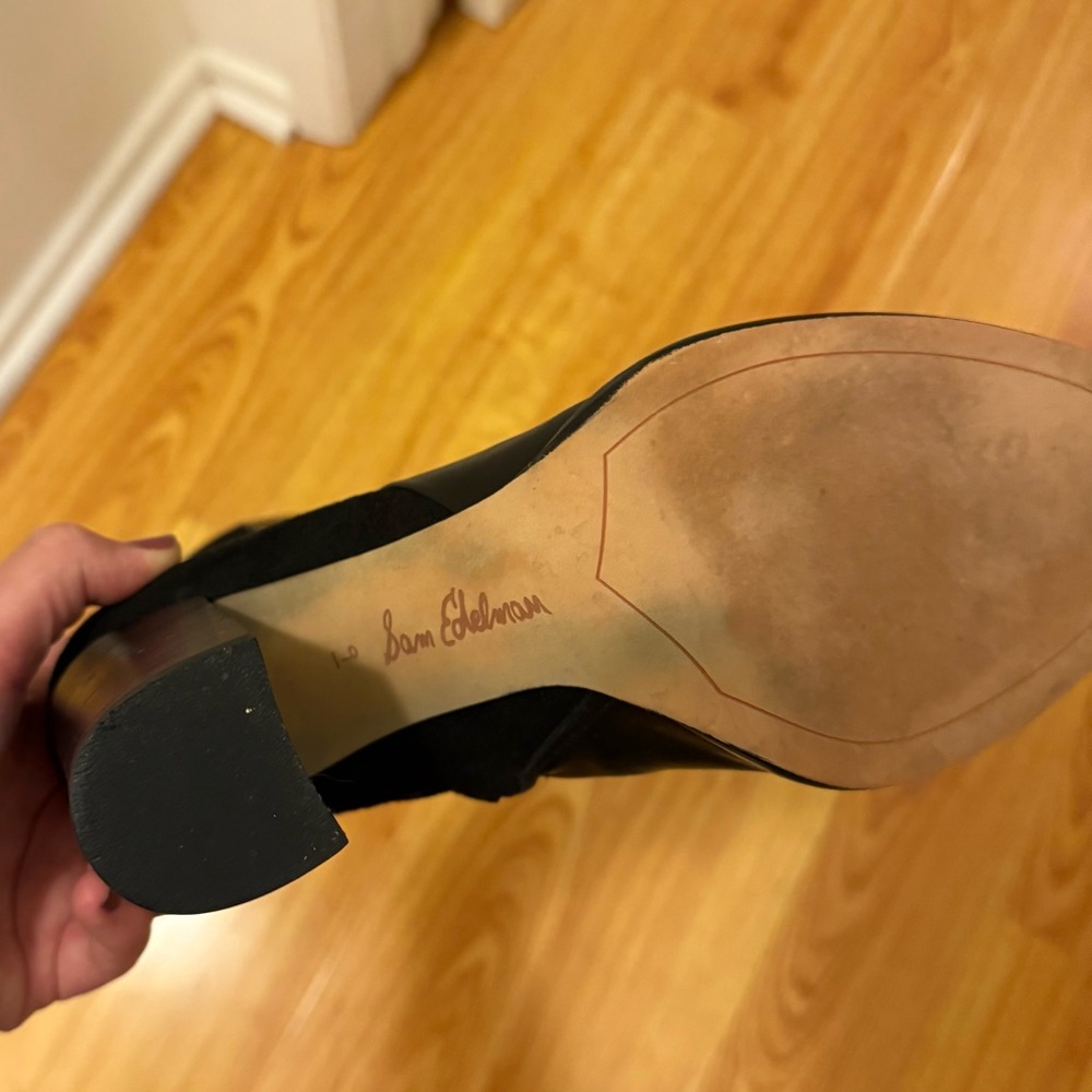 Sam Edelman Reyes Black Leather and Suede Ankle Boots - Picture 3 of 5